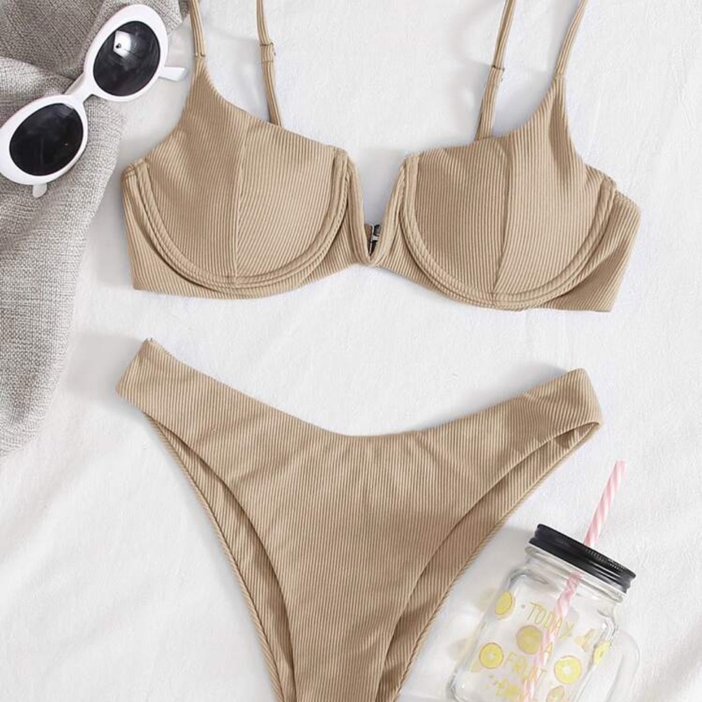 SHEIN Tan Underwire Bikini Set